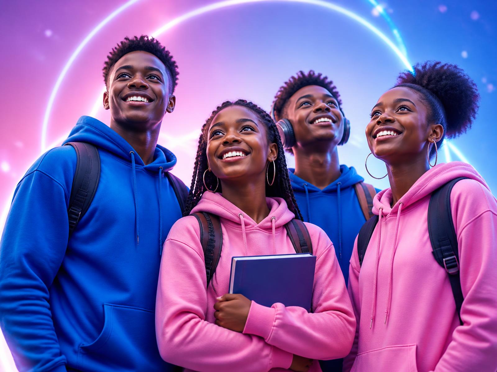 Happy diverse African teenagers